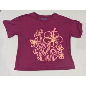 Thereabouts Floral Graphic Tee Girls L 14 Purple Excellent Hibiscus Short Sleeve